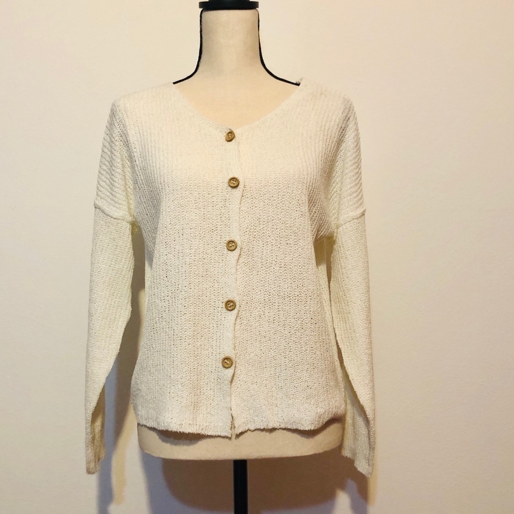 White button down knitted sweater size L